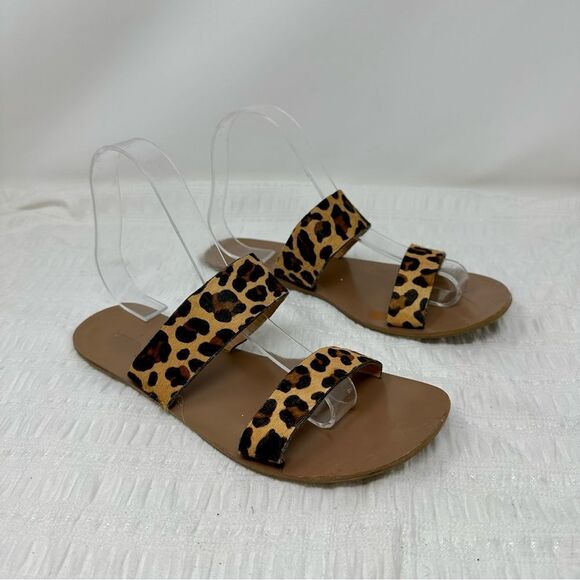 J. Crew Factory Double Strap Animal Print Sandals- Size 8 - Picture 1 of 13